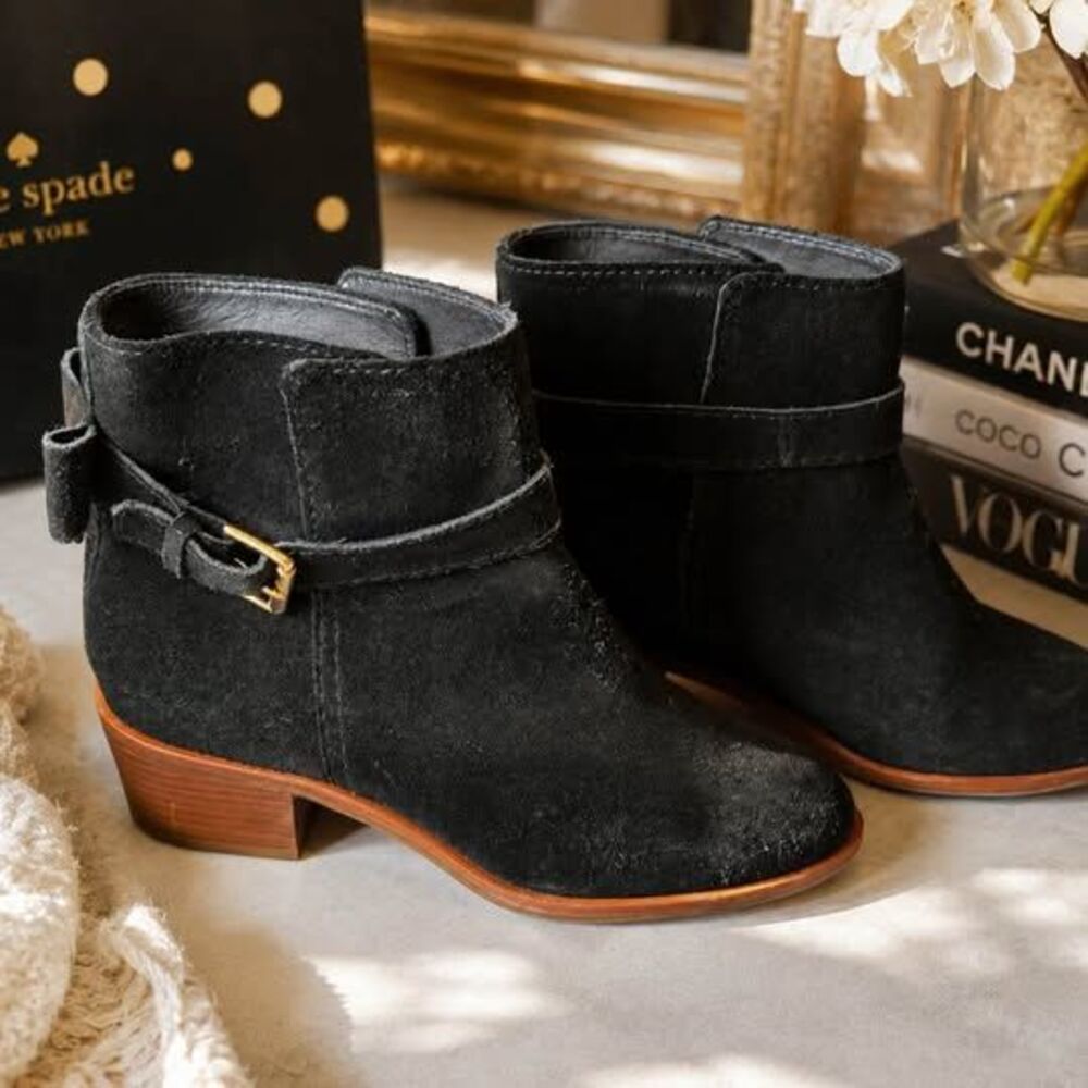 Kate Spade Black Suede Ankle Boots – Size 7M